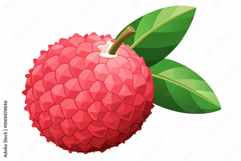 Delicious fresh lychee fruit isolated on white vector art illustration Delicious fresh lychee fruit isolated on white vector art illustration