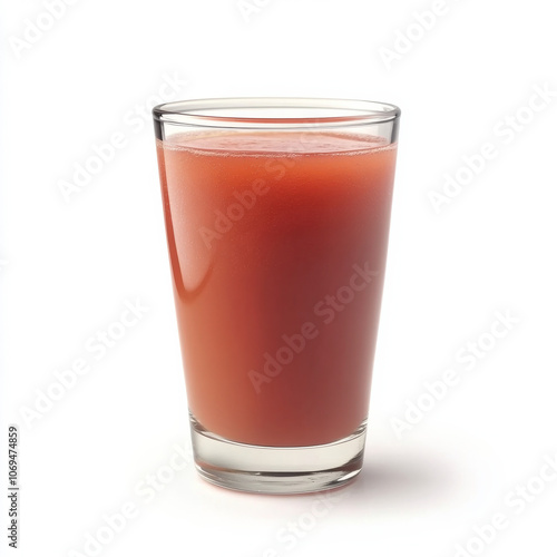 A glass of refreshing watermelon juice, isolated on a white background, emphasizing a hydrating drink photo