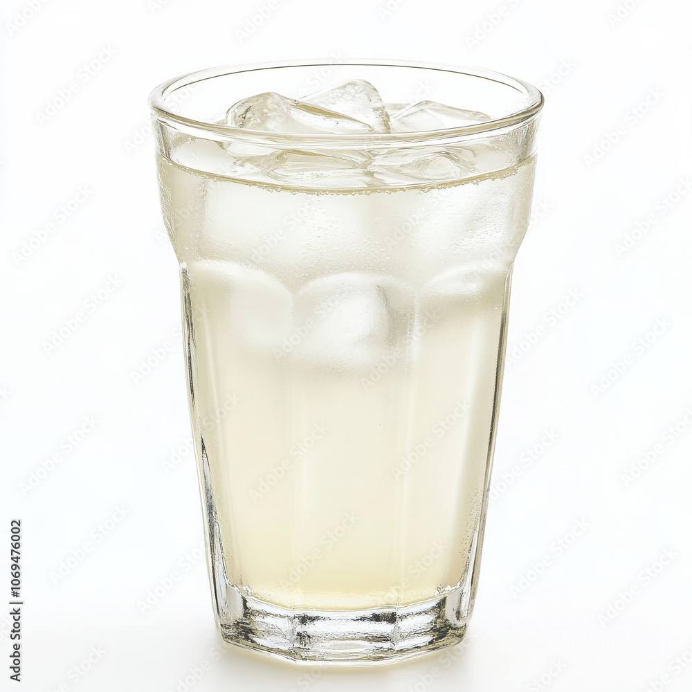 A glass of coconut water, isolated on a white background, highlighting a hydrating drink A glass of coconut water, isolated on a white background, highlighting a hydrating drink
