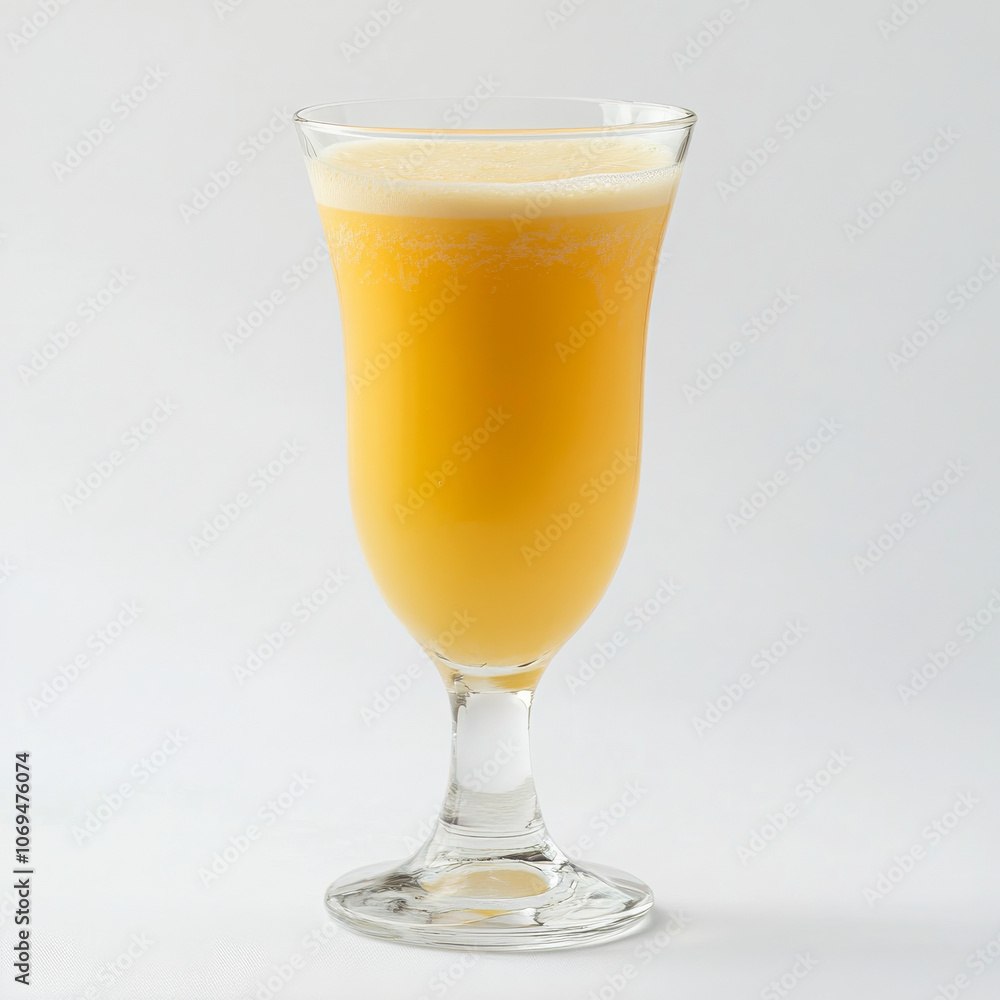 A glass of fresh pineapple juice, isolated on a white background, showcasing a sweet and tropical drink A glass of fresh pineapple juice, isolated on a white background, showcasing a sweet and tropical drink