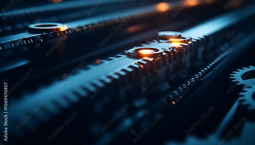 A close-up view of interlocking gears with glowing details on a dark background, emphasizing mechanical precision and engineering design. A close-up view of interlocking gears with glowing details on a dark background, emphasizing mechanical precision and engineering design.