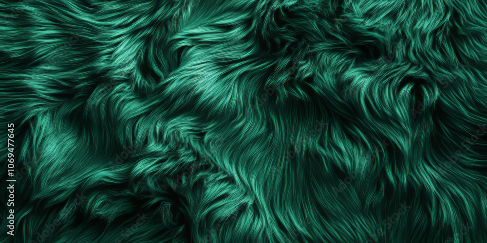 Abstract background with deep green fur texture, featuring soft, flowing fibers and lush, volumetric details. Ideal for modern, textile, and digital design elements. Abstract background with deep green fur texture, featuring soft, flowing fibers and lush, volumetric details. Ideal for modern, textile, and digital design elements.