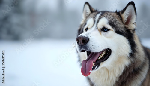 Alaskan Malamute in a snowy field