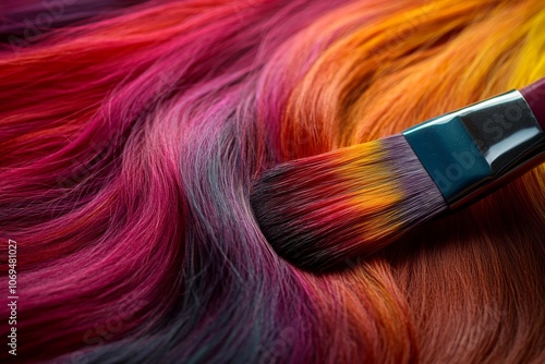 Creative precision in hair coloring with a brush showcasing vibrant colors and techniques at a salon