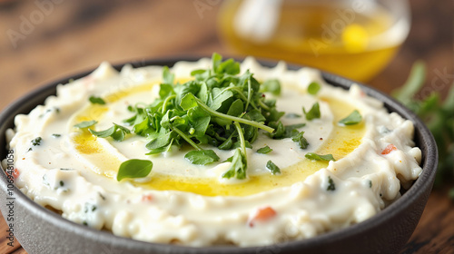 Wallpaper Mural Creamy dip with greens and olive oil in bowl Torontodigital.ca