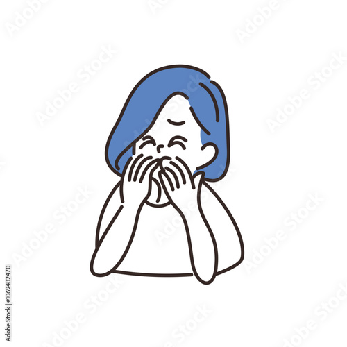 くしゃみをする　女性