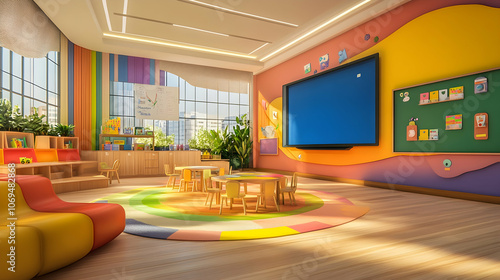 Cartoon style virtual classroom