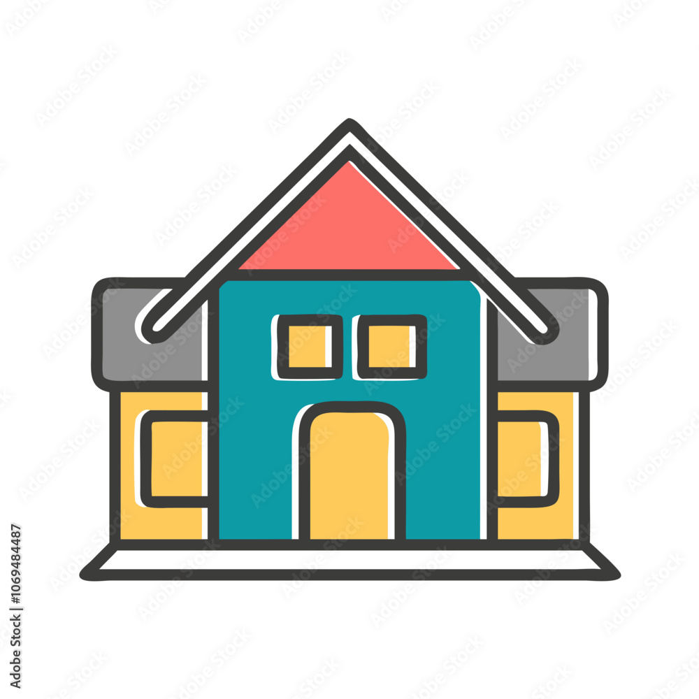 Colorful House Icon in Flat Design Style Colorful House Icon in Flat Design Style