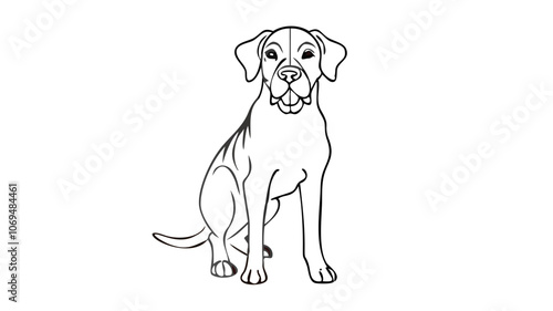 Sitting Dog Line Art Illustration for Coloring