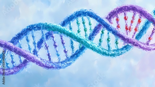 Soft, abstract DNA double helix pattern with glowing highlights, perfect for scientific illustrations and biotech-themed stock images