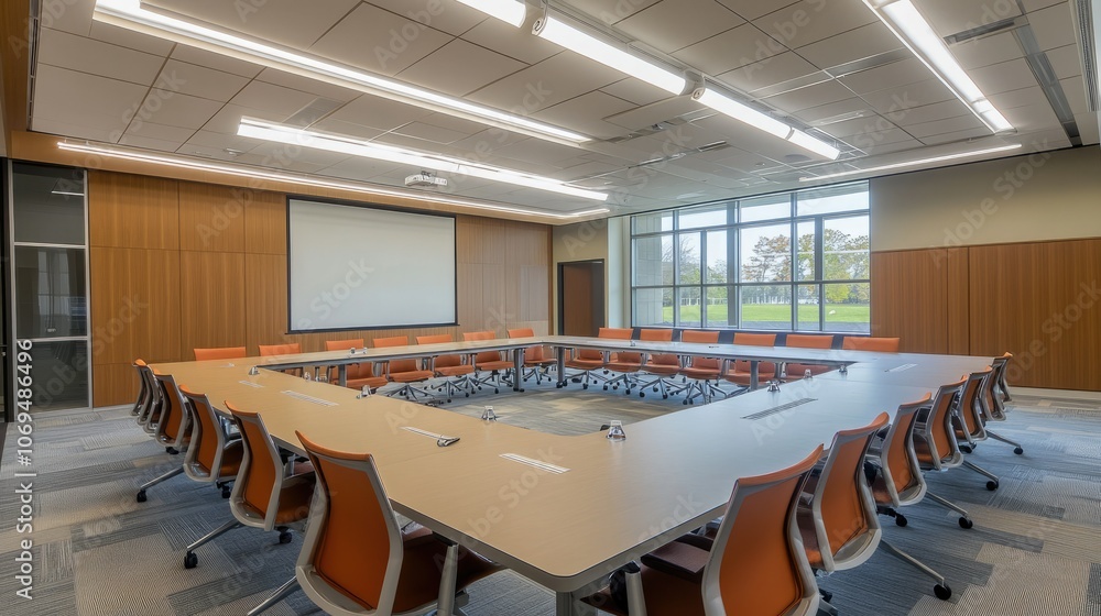 Modern Conference Room with Collaborative Seating Modern Conference Room with Collaborative Seating
