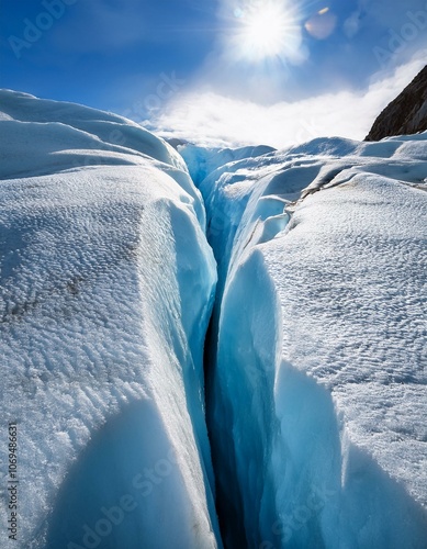 Glacial crevasse in the sun photo