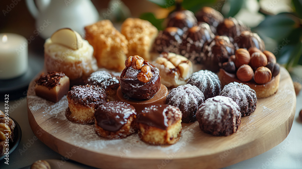 An elegant dessert platter featuring various chestnut desserts. An elegant dessert platter featuring various chestnut desserts.