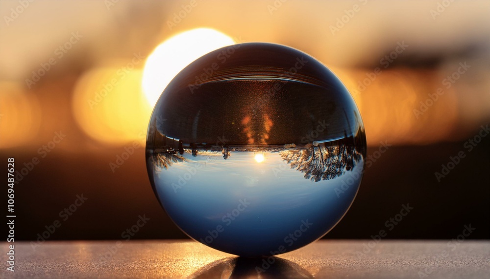 Sunset reflected in a glass sphere Sunset reflected in a glass sphere