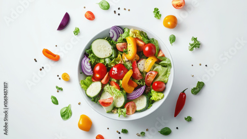 Fresh salad bowl with colorful vegetables, healthy and vibrant mix