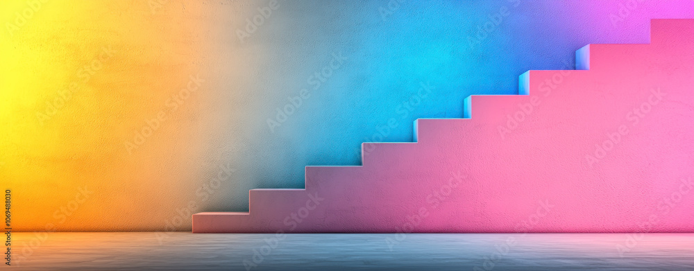 Abstract representation of colorful steps leading upward, evoking inspiration. Abstract representation of colorful steps leading upward, evoking inspiration.