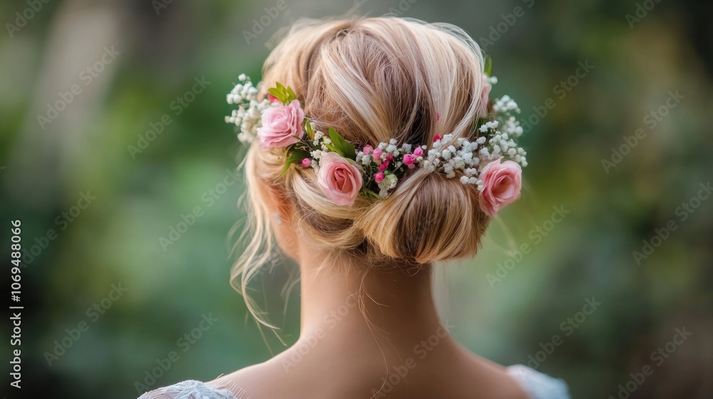 Naklejka premium Woman with Floral Hair Decoration
