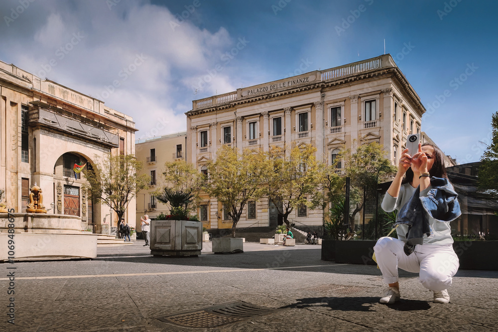 Obraz premium Travel to Italy, Sicily, Catania: Catania old town architecture, sightseeing, tourist place
