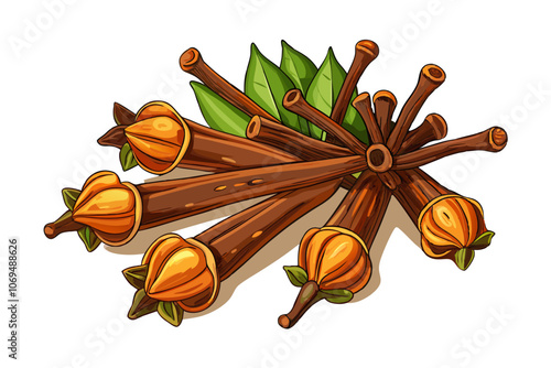 Cloves isolated on white background vector art illustration