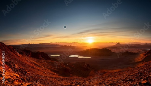 Sunrise over a desert landscape