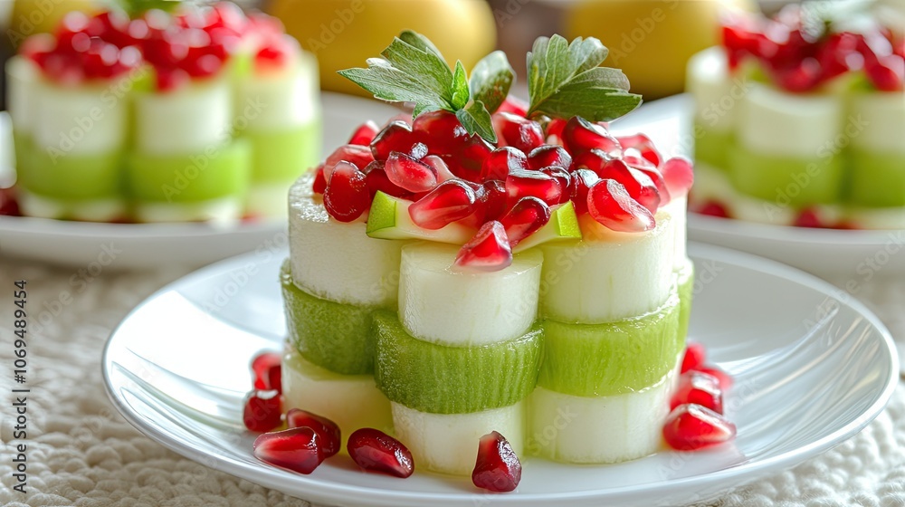 Colorful Fruit Salad with Pomegranate and Melon Colorful Fruit Salad with Pomegranate and Melon