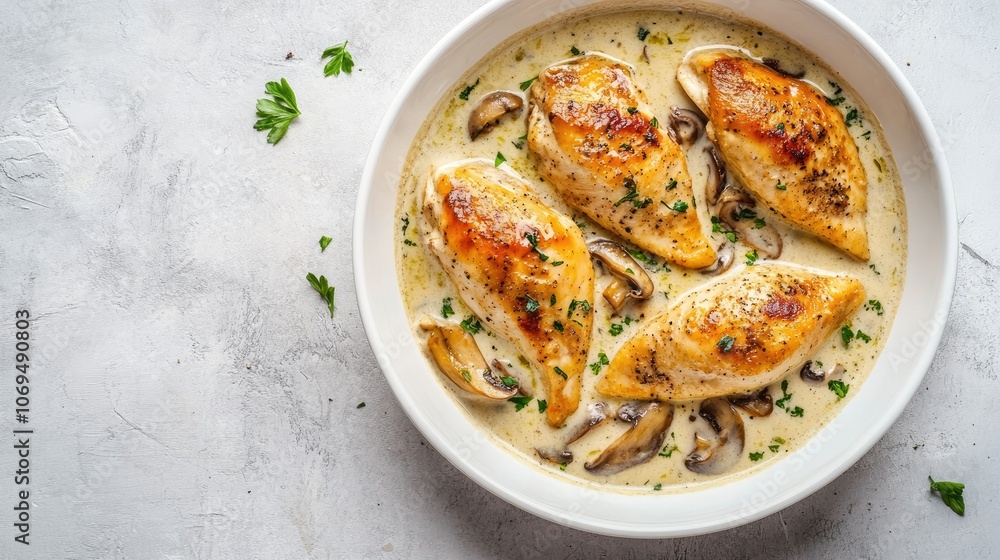 Creamy Chicken with Mushrooms in White Sauce Creamy Chicken with Mushrooms in White Sauce