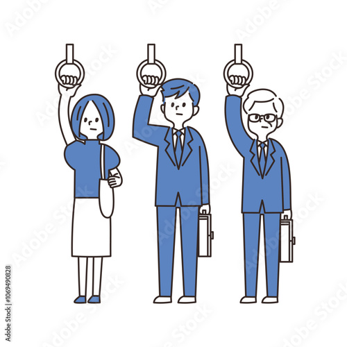 電車　イラスト　つり革