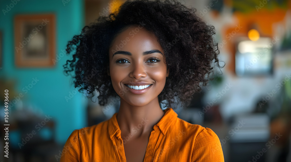 Smiling Woman with Curly Hair - Photo Smiling Woman with Curly Hair - Photo