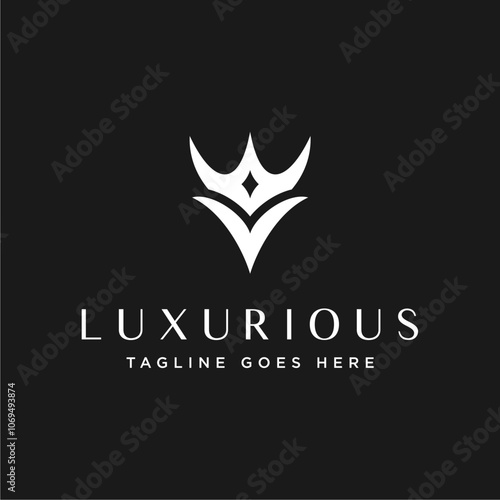 luxury elegant V letter king crown design logo template. v letetr crown. crown v logo.