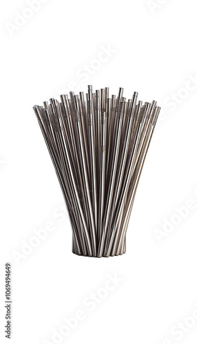 metal straws isolated on white background 