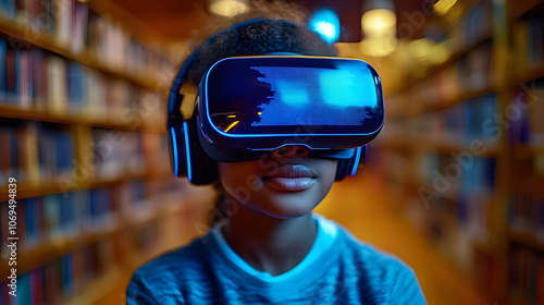 Virtual Reality Headset in Library - Photo