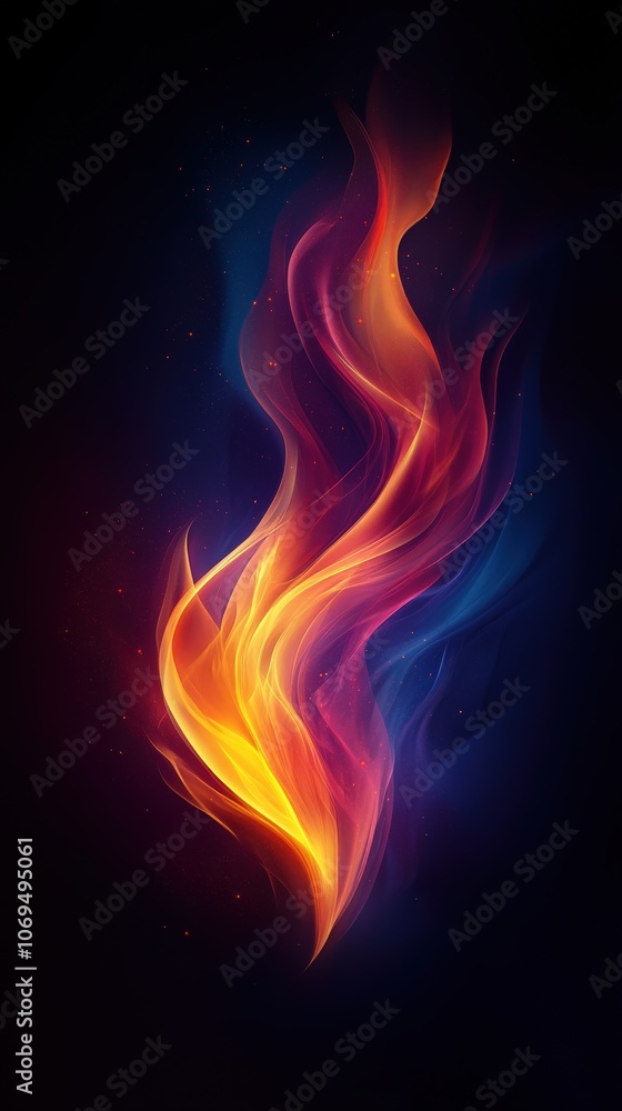 Bright flame design with vibrant colors on a dark background. Bright flame design with vibrant colors on a dark background.