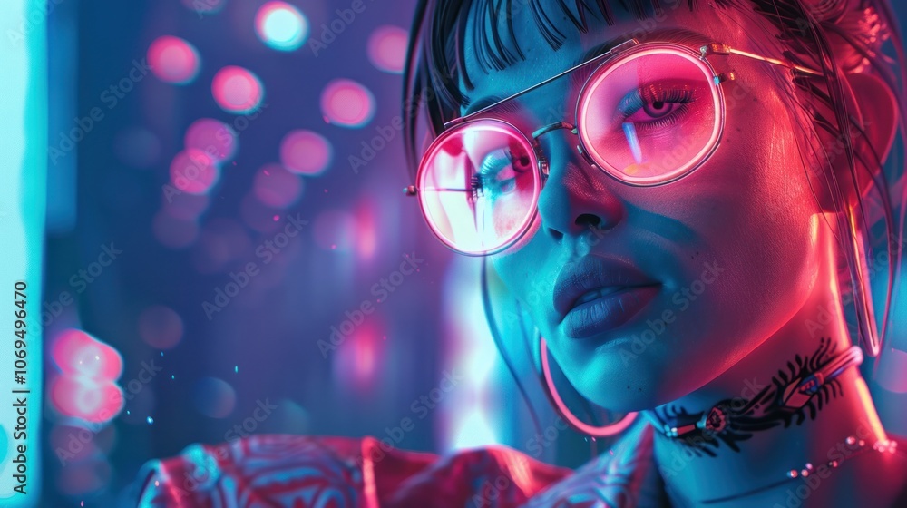 Cyberpunk woman with neon futuristic Background. Light and dark wallpapers, AI generated images Cyberpunk woman with neon futuristic Background. Light and dark wallpapers, AI generated images