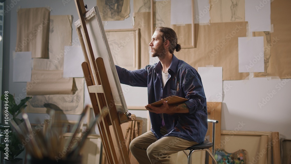 An Artist Draws in His Studio to Relieve Stress and Enhance Mental Well-Being. Highlights the Importance of Art in Emotional Self-Regulation and the Role of Creativity in Stress Reduction Health. An Artist Draws in His Studio to Relieve Stress and Enhance Mental Well-Being. Highlights the Importance of Art in Emotional Self-Regulation and the Role of Creativity in Stress Reduction Health.