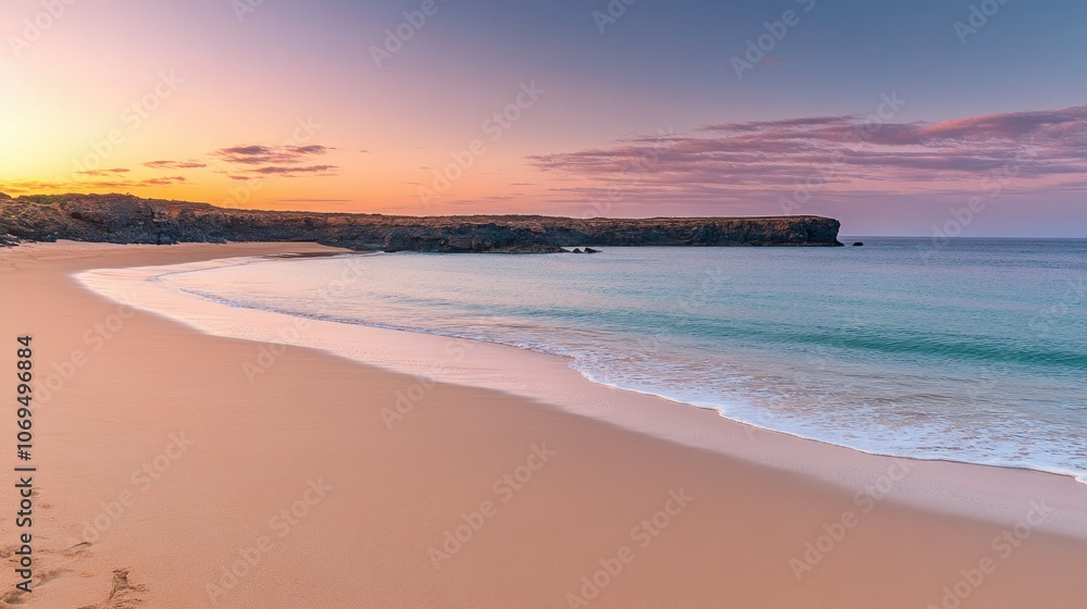 Serene Sunset at Tranquil Beach Shoreline Serene Sunset at Tranquil Beach Shoreline