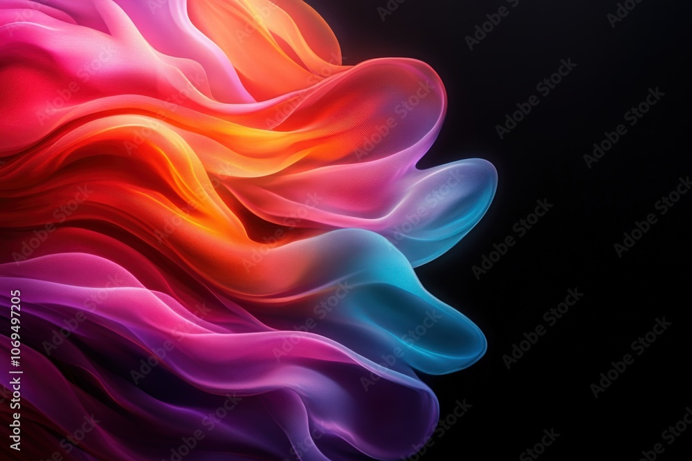 Obraz premium Colorful abstract waves flowing against a dark background.