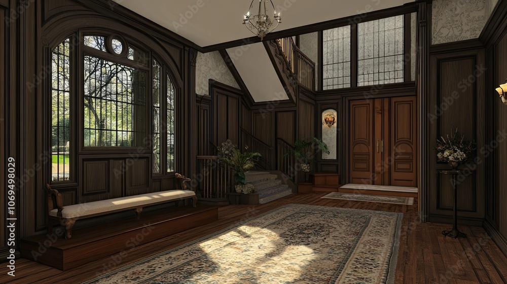 Elegant Interior of Historic Home Entrance Hall Elegant Interior of Historic Home Entrance Hall