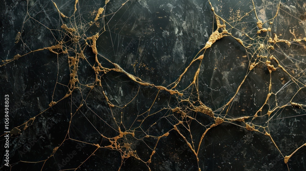 Golden Web on Black Marble Golden Web on Black Marble