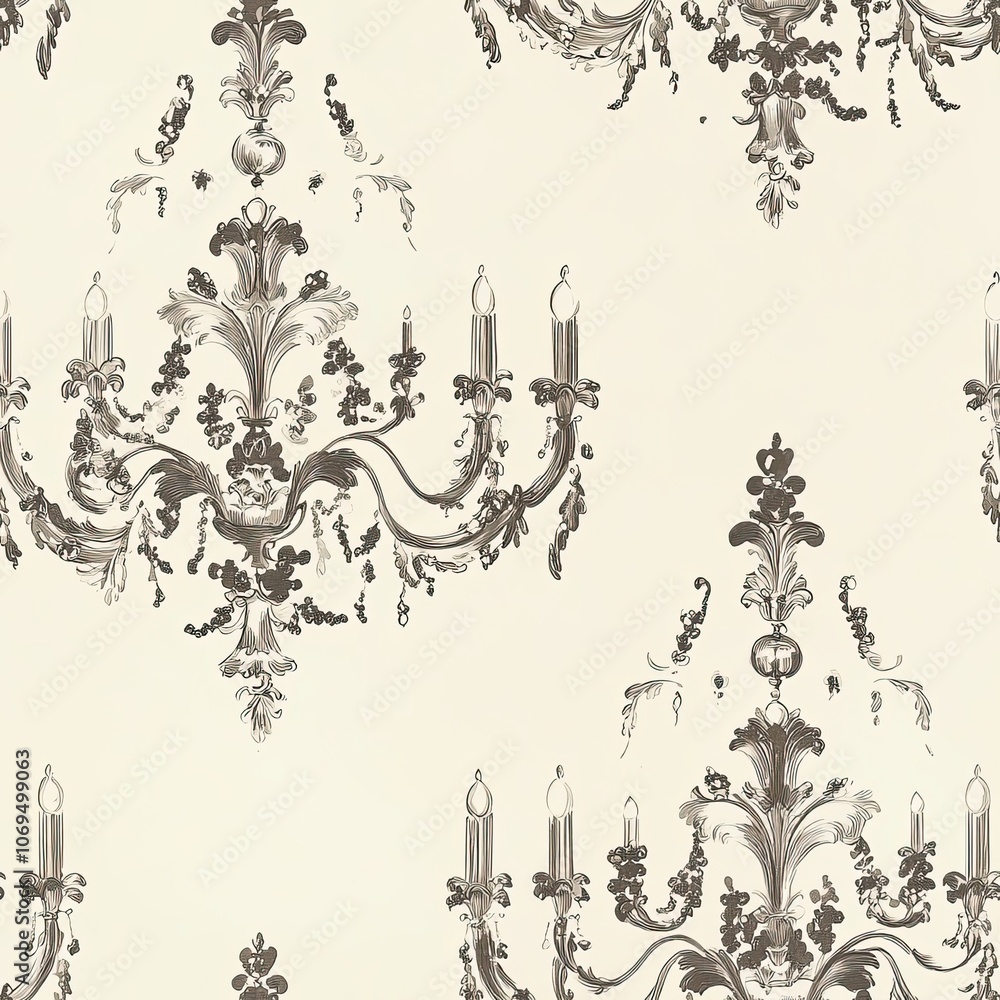 Ornate Chandelier with Swirling Floral Motifs Ornate Chandelier with Swirling Floral Motifs