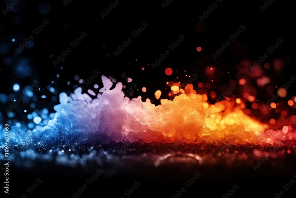 Colorful wave of light particles on a dark background. Colorful wave of light particles on a dark background.