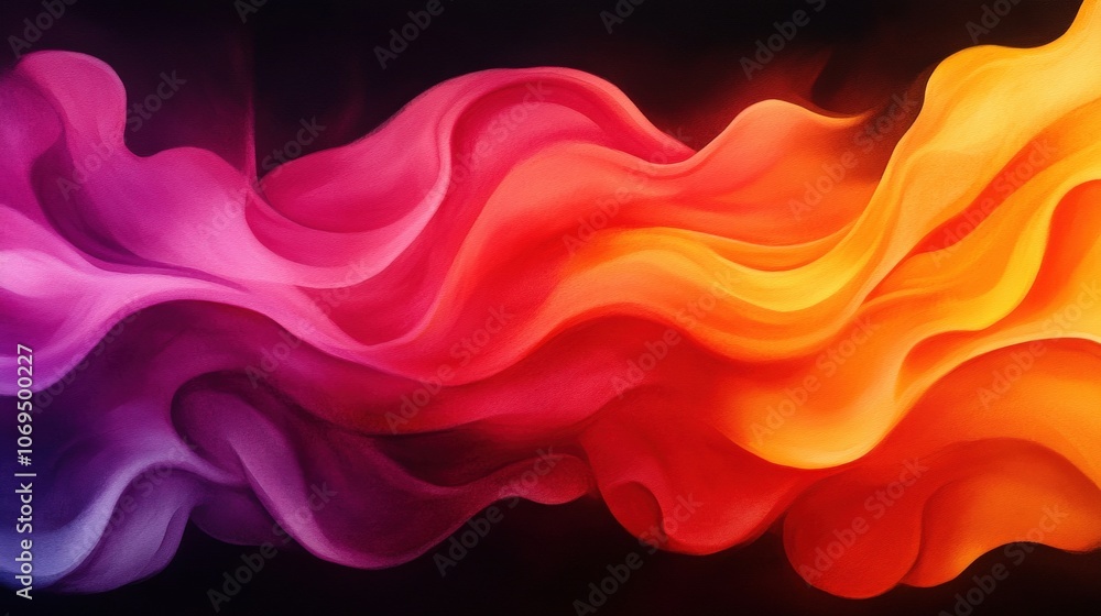 Fototapeta premium Colorful wave pattern with vibrant hues of pink, orange, and purple swirling elegantly.