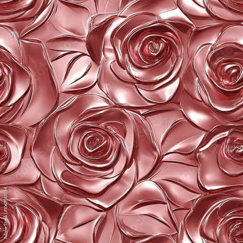 Abstract Rose Pattern in Metallic Rose Gold