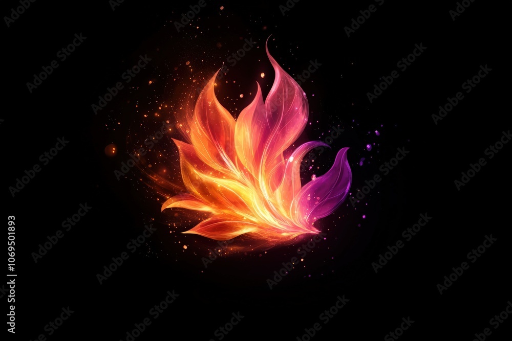 Flame design with vibrant hues of orange and purple, set against a dark background. Flame design with vibrant hues of orange and purple, set against a dark background.