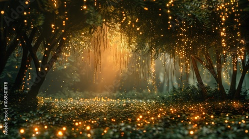 Enchanted Forest with Fairy Lights