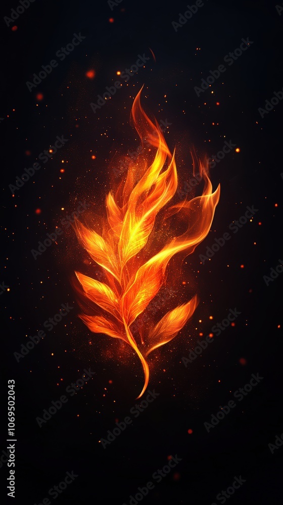 Flame-inspired artistic design with vibrant orange and red colors on a dark background. Flame-inspired artistic design with vibrant orange and red colors on a dark background.
