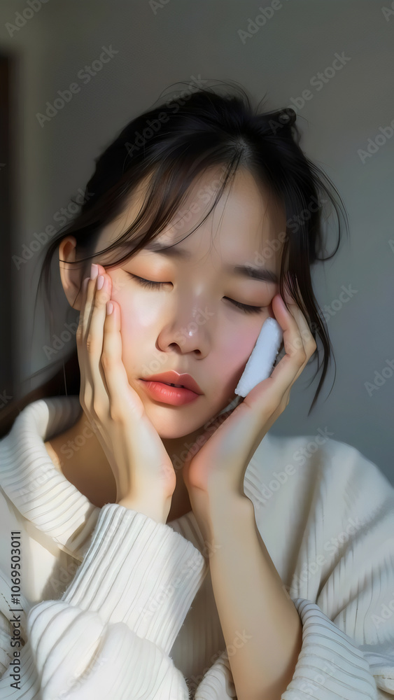 Womans Portrait with Closed Eyes and White Cloth Womans Portrait with Closed Eyes and White Cloth