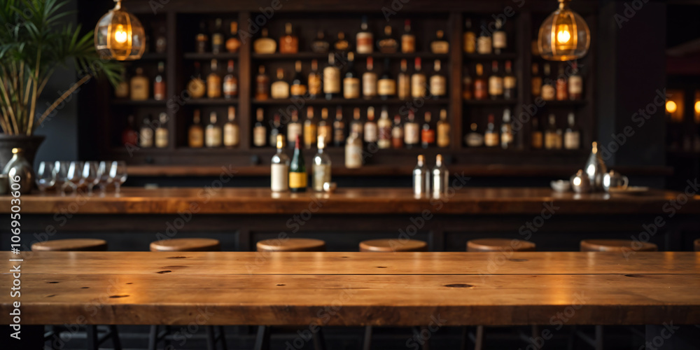 This captivating image showcases a bustling restaurant or Liquor bar ...