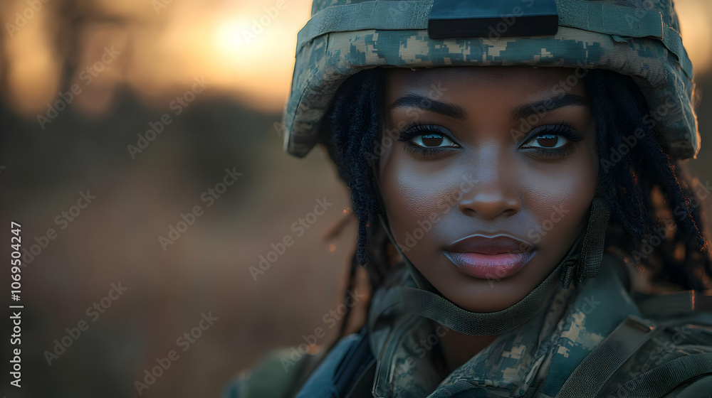 Closeup Portrait of a Woman in Military Uniform Closeup Portrait of a Woman in Military Uniform