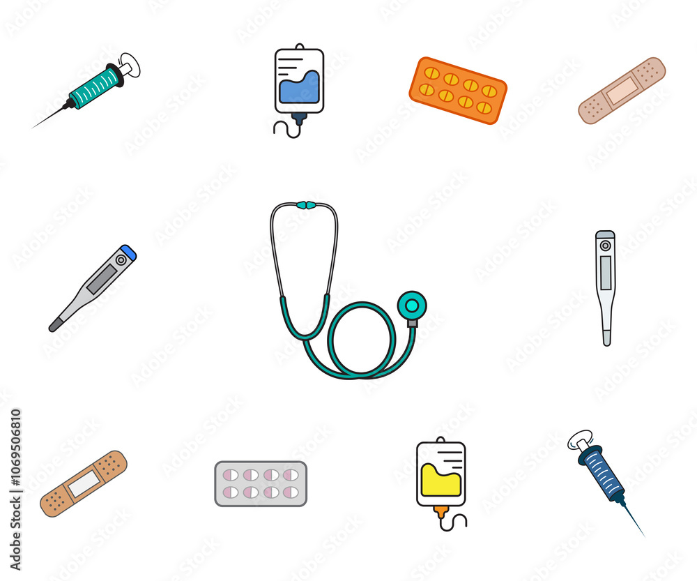 Health care and medicine icon set Full Vector illustration Health care and medicine icon set Full Vector illustration