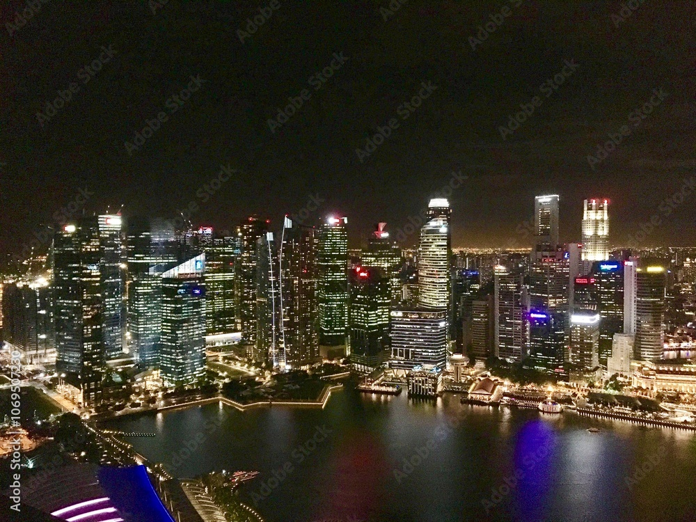 Fototapeta premium Skyline of downtown Singapore at night